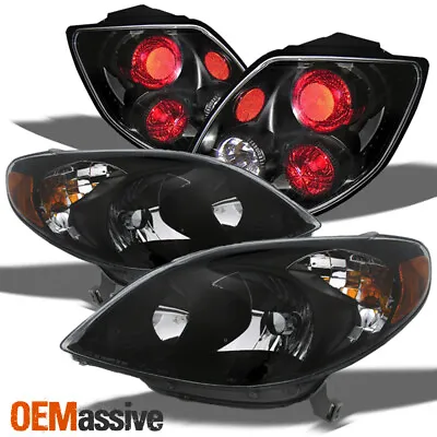 $235.99 • Buy Fits 03-05 Matrix Black Bezel Headlights Replacement + Black Tail Lights Lamps
