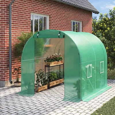 Walk-in Polytunnel Green House Galvanized Frame Outdoor Garden Planting Shed • £165.95