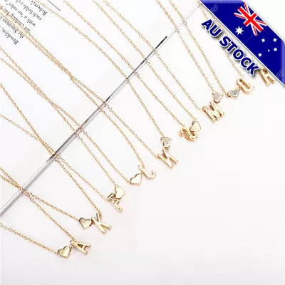 Fashion 18K Gold Plated 26 Letter With Heart Pendant Necklace Jewelry • $6.69