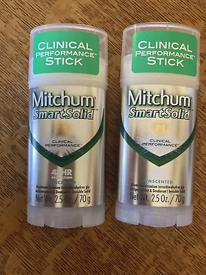 (x2)Mitchum SmartSolid Clinical Performance Unscented 48 Hr. Protect.2.5 Oz. • $24.99