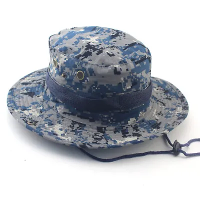 Men Camo Sun Hat Bucket Cargo Safari Bush Army Boonie Summer Jungle Fishing Caps • £7.49