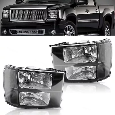 For 2007-2013 GMC Sierra 1500 2500HD 3500HD Black FACTORY Headlights LH+RH 07-13 • $58.89