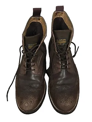 G-STAR RAW Patton Dark Brown Oxford Wingtip Leather Boots Men’s Size 10 • $57.20