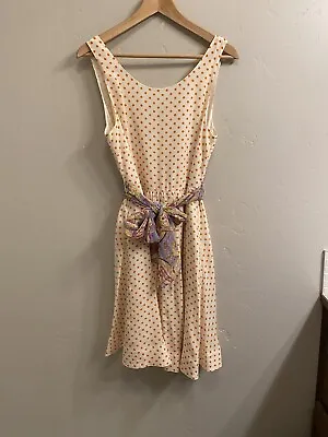 Anthropologie Moulinette Soeurs Size 8 Silk Orange Polka Dot Fit & Flare Dress • $49.50