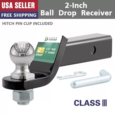 Trailer Hitch Mount With 2-Inch Ball & Pin/ Fits 2-in Receiver 6000 Lbs 2  Drop • $31.39