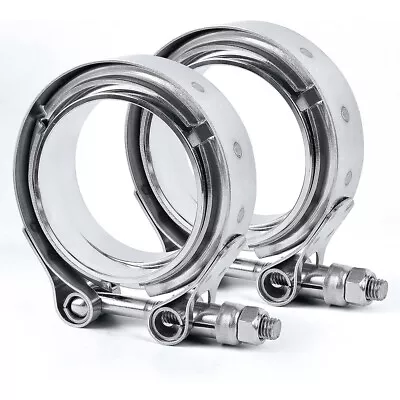 2PCS 3 Inch V-Band Clamp & Stainless Steel Vband Flange Kit For Exhaust Downpipe • $29.89