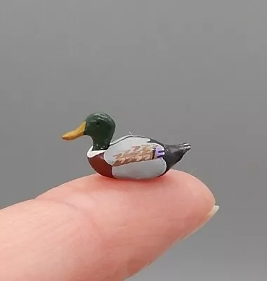 Vtg Tiny Hand Painted Duck Shelf Sitter Decor Artisan Dollhouse Miniature 1:12 • $9.99