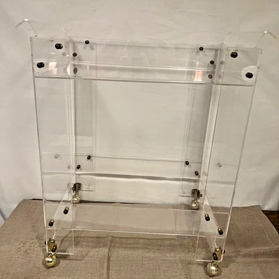 $450 • Buy Vintage Lucite Acrylic Bar Serving Cart Two Tier Trolley Cart 29” X 32”