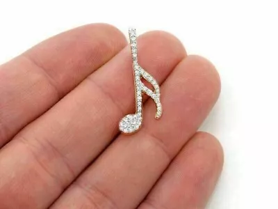 0.40Ct Round Simulated Diamond Music Note Pendant 14K Yellow Gold Plated W/Chain • $114.99