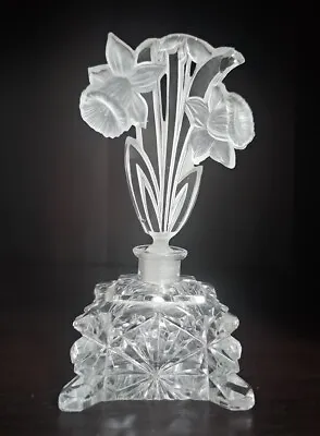 Vintage Art Deco Czechoslovakia Czech Crystal Cut Perfume Bottle Daffodils 6  • $119