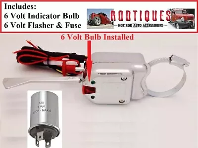 6 Volt Turn Signal Switch Bulb & Flasher Are 6 Volt Not 12v Clamps To Column-F • $45.95