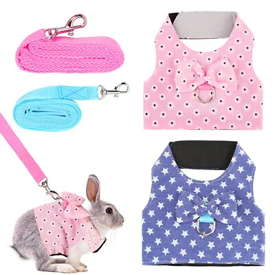 £8.99 • Buy Rabbit Harness And Lead Small Animals Pet Vest Leash Set Squirrel Ferret Hamster