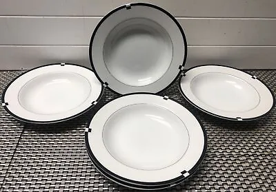 10 Mikasa Fine China Midnight Rimmed Soup Bowls 8 1/2” Excellent • $27.99