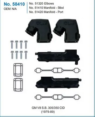 $699 • Buy  Manifold Exhaust Kit For OMC V8 GM Chevy 5.0 5.7 305 350 Log Style Cobra Risers
