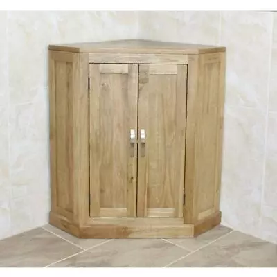 Solid Oak Corner Bathroom Furniture Vanity Cabinet Cupboard With Storage 501B • £375.06