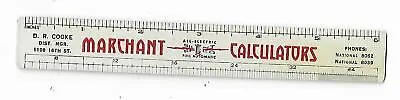 1938 Advertising Premium Ruler Calendar MARCHANT Calculators DR Cooke Manager • $14.25