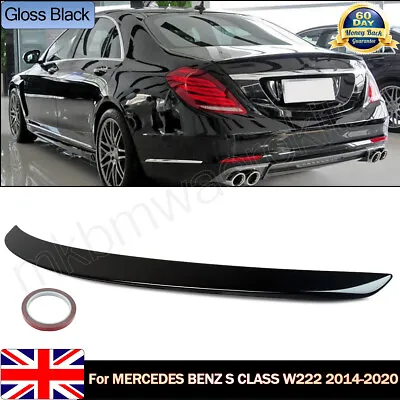 Rear Trunk Lip Spoiler AMG Style Glossy Black For Mercedes Benz S W222 2013-2020 • £59.85