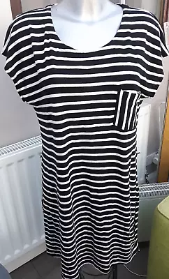 White Stuff Ladies Size 16 Black & White Thin Beach Linen Mix Dress • £9.99