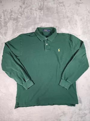 Ralph Lauren Polo Shirt Men Large Green Long Sleeve Rugby  • $15.95