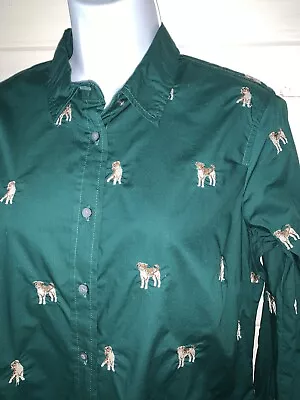 NWT J CREW Sz 8 Slim Perfect Shirty Dog Days Embroidery Academic Green Cotton • $43.19