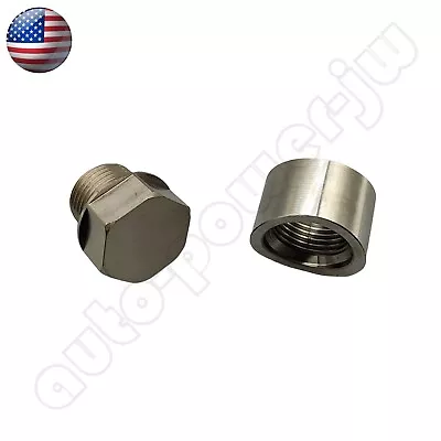 O2 Oxygen Sensor Weld On / Weld In Bung Plug & Nut Cap Kit M18 X 1.5 • $7.69