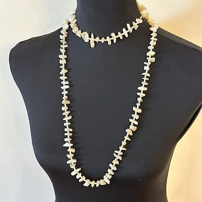 Vintage Long Ivory Beaded Shell Necklace • $14.99