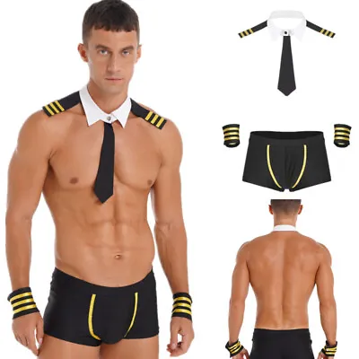 US Mens Sexy Sailor Tuxedo Waiter Costumes Outfits Pouch Boxer Briefs Underwear • $13.43