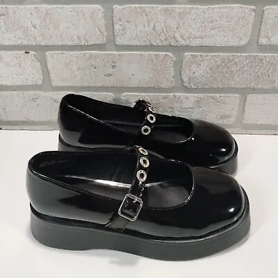 Steve Madden Womens Glossy Black Mary Jane Slip On Platform Shoes Size 5.5 NEW • $29.99