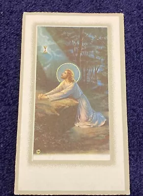 Vintage Catholic Holy Prayer/ Funeral Remembrance Card Of Jesus InGarden • $1.25