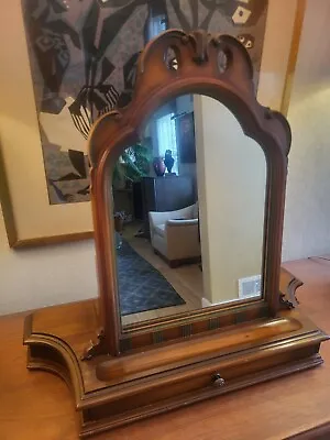 Vintage Dresser Top Vanity Shaving Mirror W Drawer • $59