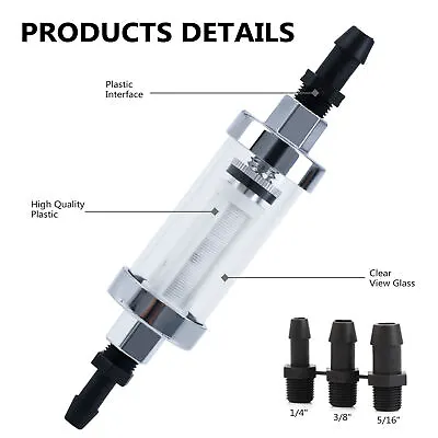 Fuel Filter Inline Clearview Universal Fittings For 1/4  5/16  3/8  6mm/8mm/10mm • $17.99