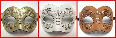 Leather Masquerade Mardi Gras White Tan Black White Mask • $10.99