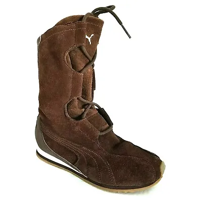 PUMA Mahanuala Sneaker Boots Brown Suede Lace Up Winter Women's US 7 EU 37.5 * • $77.97