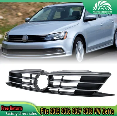 Fits 2015 2016 2017 2018 VW Volkswagen Jetta Grill Front Bumper W/Chrome Grille • $52.99