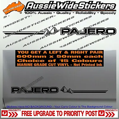 PAJERO 4x4 Turbo Diesel Bullbar Mountain Mitsubishi Stickers 600mm PAIR  • $24.90