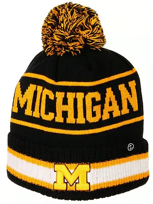 Michigan Wolverines Navy Ncaa Knit Beanie Winter Finish Line Zephyr Cap Hat Nwt! • $21.95