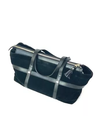 BILLY BAG Black Leather & Suede Top Handle Barrel Hand Bag RRP£85 *PERFECT* • £29