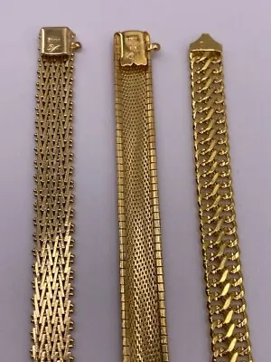 3 Veronese Italy 925 Sterling Silver Gold Vermeil Woven Texture Bracelets • $70