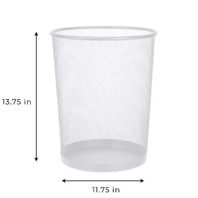 White Multifunction Steel Mesh Waste Basket Trash Bin - 11.75 X 13.75 Inch • $15.29