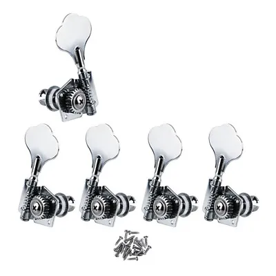 Set 4R1L 5-String Bass Guitar Machine Heads Tuning Pegs Open Style Tuners Chrome • $29.99