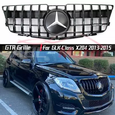 Black GTR Style Grille W/Mirror Emblem For Benz GLK X204 2013-2015 GLK250 GLK350 • $199