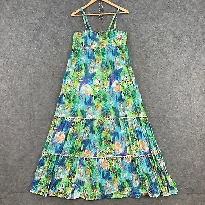 Bond-Eye Australia Womens Maxi Dress Size 12 Floral Boho Sleeveless Cotton 2008 • $17.56