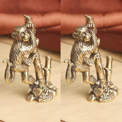 2PCS Brass Monkey Figurine Statue Office Table Decoration Animal Figurines Toy • $16.95