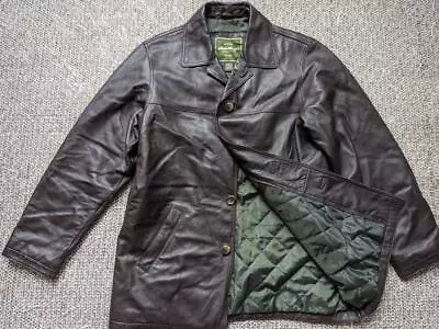 Vintage EDDIE BAUER Car Coat L Brown Leather • $149.95