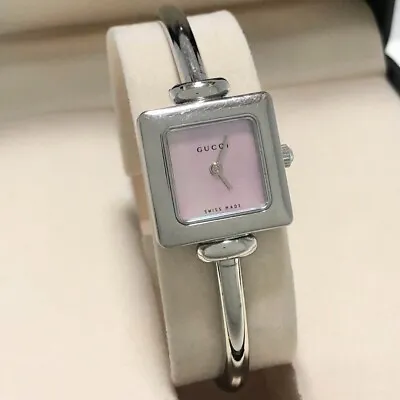 Gucci 1900L Watch Quartz 20mm Women's Pink Dial Swiss Made Square Vintage • $156