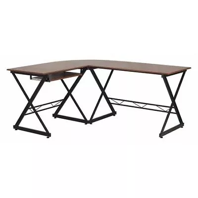 Flash Furniture Nan-Wk-109-Gg L Shaped Desk 50  D 87  W 29-3/4  H Teakwood • $199.99
