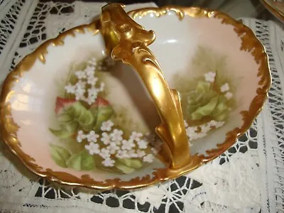 Antique Limoges T&v Hand Painted Serving Basket Dish Floral 6 1/2  • $49