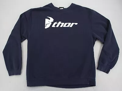 Vintage Thor Sweatshirt Large Blue Long Sleeve Pullover Motorcycle Motocross Men • $11.93