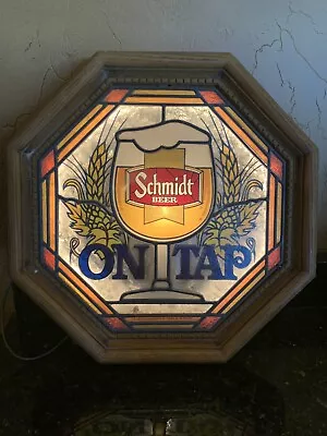 Vintage Schmidt Beer On Tap Lighted Sign G Heileman Brewing Co. 15 L X 15 W. • $39.95