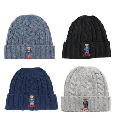 Polo Ralph Lauren Men’s Cap American Polo Flag Cable Knit Bear Beanie • $52.95